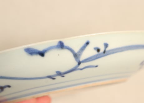 江戸中期染付鉄線図６寸皿②　小ニュウ有