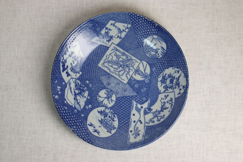 長丸皿 3枚 変形 楕円 希少 印判手 明治 大正 花文様 歪み 長丸皿 3枚 変形 楕円 希少 印判手 明治 大正 花文様 歪み 長丸
