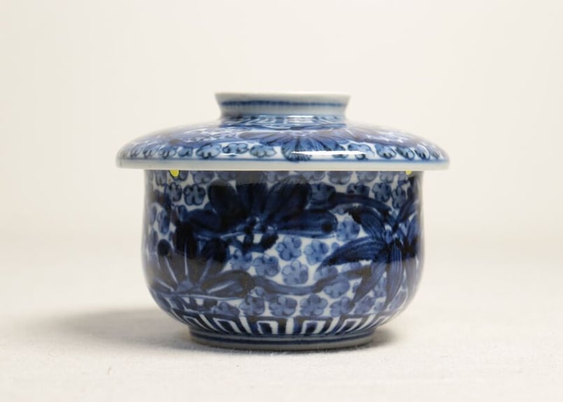 染付 風景の図 花器 江戸時代作