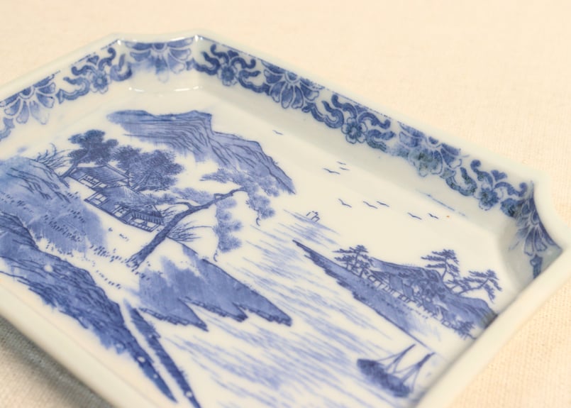 明治後期～大正銅判山水図長角皿② かたつき | 吉祥寺PukuPuku