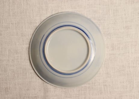 明治後期~大正銅判魚群と鳳凰に桐図小皿　窯傷,かたつき