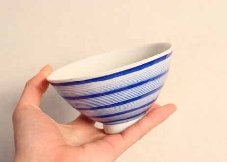 大正～昭和戦前染付輪線図蓋なし茶碗①
