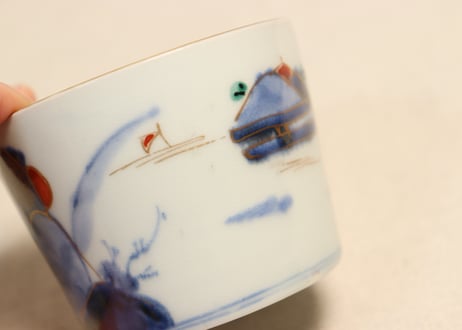 江戸後期色絵山水図猪口①