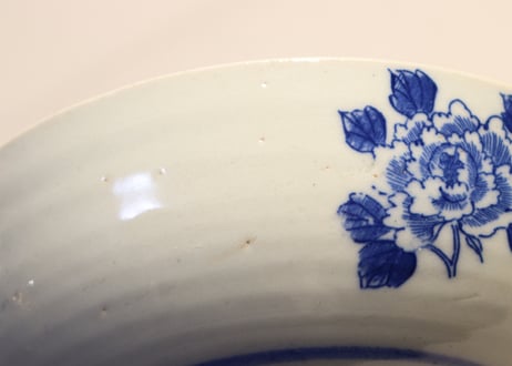 明治後期~大正銅判獅子牡丹図6寸鉢 ノミホツ,ムシクイ