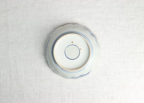 明治前期色絵春蘭に扇と菊図なます皿