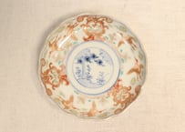 明治前期色絵松鶴図通り物小皿②　松薄め