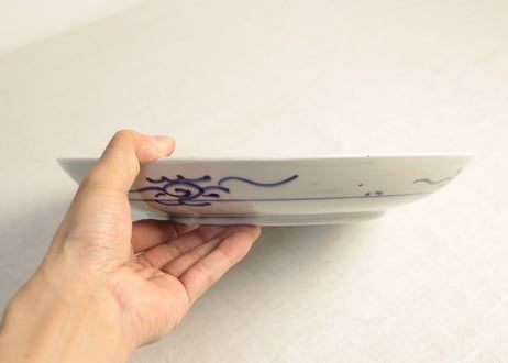 江戸幕末染付山水図尺皿