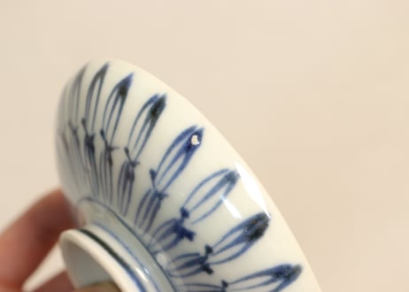 江戸中期染付木賊文蓋茶碗 蓋シミ