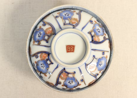 明治前期色絵梅図蓋茶碗