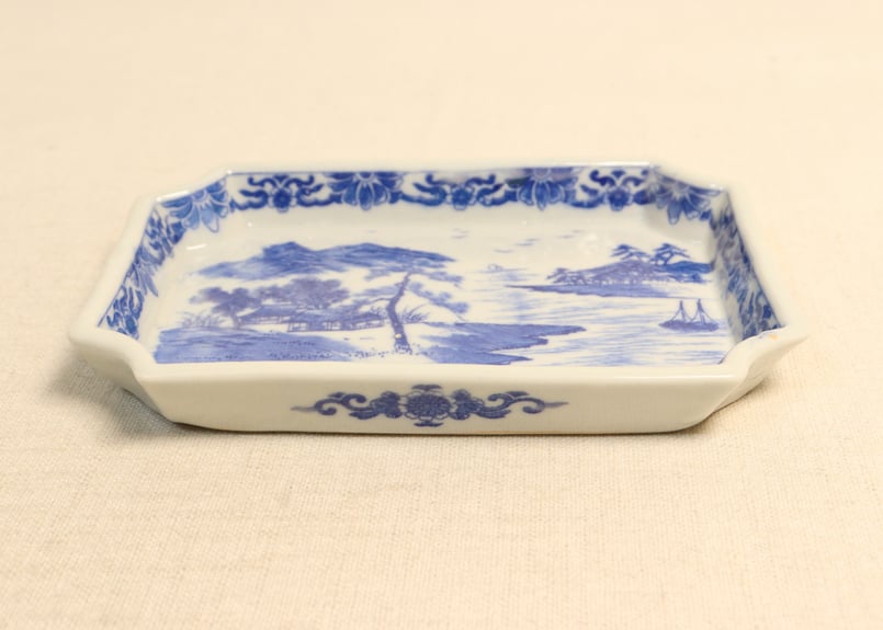 明治後期～大正銅判山水図長角皿② かたつき | 吉祥寺PukuPuku