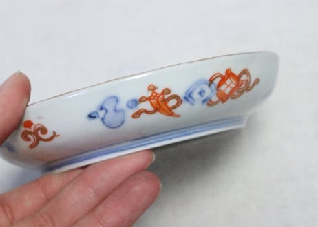 明治前期色絵鳳凰と鶴図小皿①　濃いめ