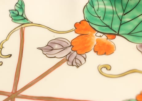 明治前期色絵朝顔図７寸皿 フリモノ,少甘手