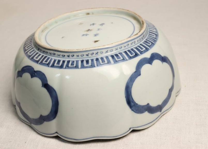 江戸中期色絵素地窓絵図8寸鉢 歪み有 | 吉祥寺PukuPuku