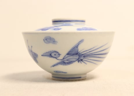 明治後期～大正染付鳳凰図飯茶碗