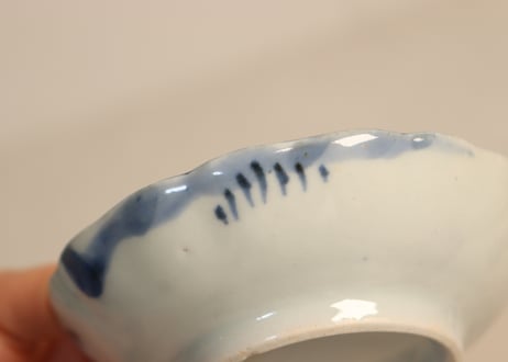 江戸幕末染付巻物図豆皿