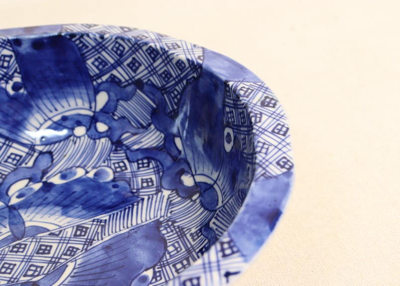 明治前期染付蝶図8寸鉢 | 吉祥寺PukuPuku