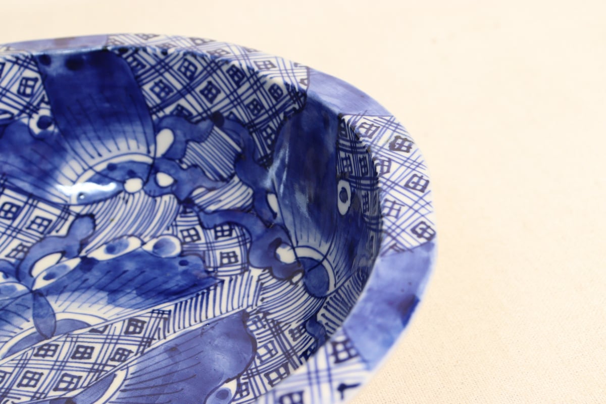 明治前期染付蝶図8寸鉢 | 吉祥寺PukuPuku