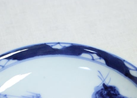 明治後期～大正染付山水図5寸皿①　暗め
