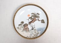 明治前期九谷焼色絵松鶴図通り物5寸皿①