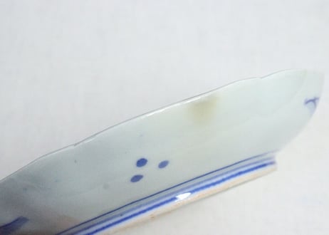 明治後期～大正染付山水図花柄縁7寸皿