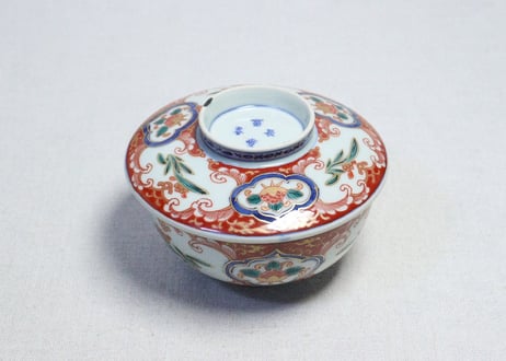 明治前期色絵水仙図蒸茶碗
