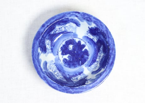 明治前期紙刷唐子図7寸鉢  フリモノ