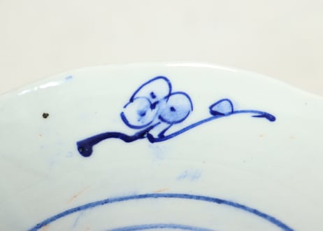大正～昭和戦前色絵草花図7寸皿②少かたつき