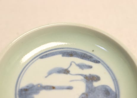江戸中期青磁染付山水図小皿①