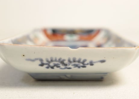 【金継ぎ用】江戸中期色絵松竹梅に杉図長皿 ホツ