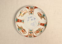 明治前期色絵四方に獅子図小皿②　薄め
