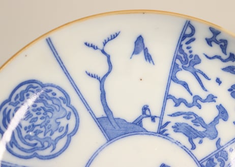 明治後期~大正銅判八方に割絵小皿①薄め