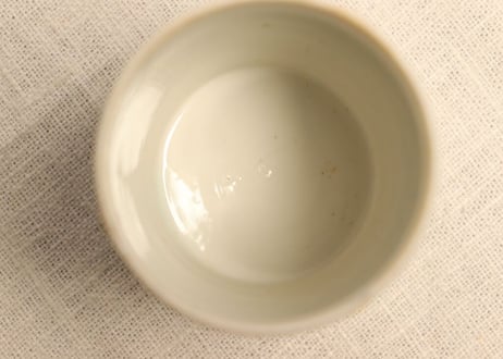 江戸幕末染付蝶と草花図火入れ,灰吹きセット 灰吹き小ホツ,ニュウ