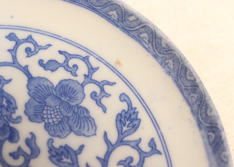 明治後期～大正銅判花と唐草図5寸皿