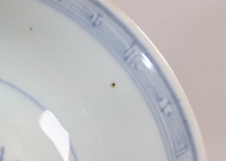 江戸幕末染付丸文散らし図蓋茶碗②縁少甘手