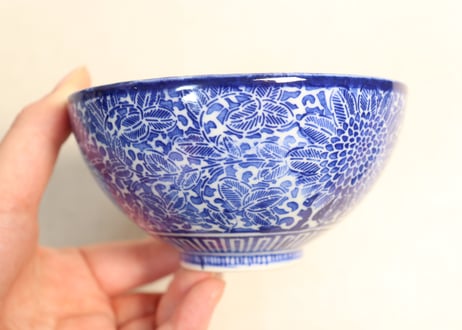 明治前期紙刷菊図蓋茶碗