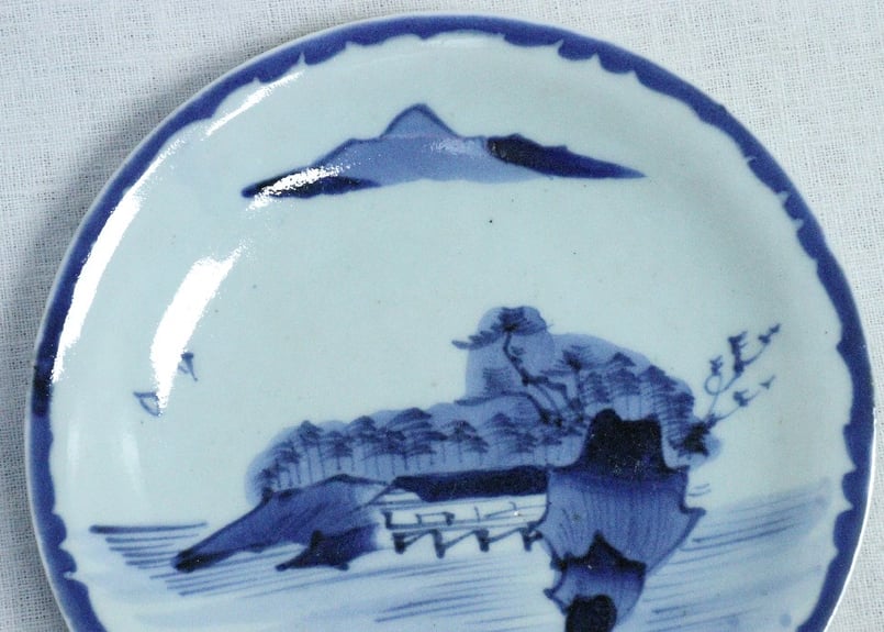 なます皿 山水 金彩 染付 江戸時代 蛇の目高台 夜景 夜図 窯傷 CATEGORY なます皿 | 吉祥寺PukuPuku
