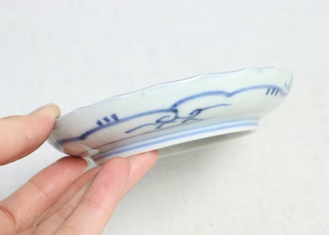 江戸後期染付よろけ文図小皿➁　薄め