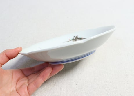 明治後期～大正赤絵金彩山水図通り物5.5寸皿