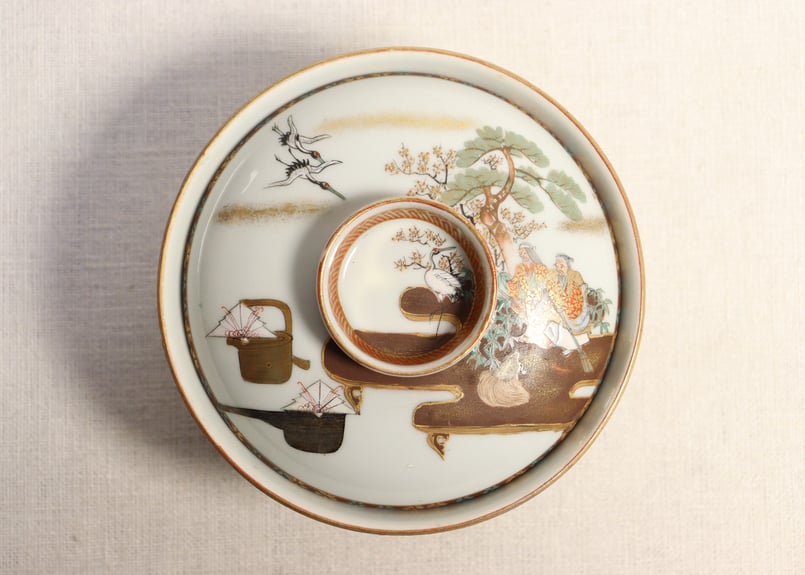 明治前期九谷焼色絵高砂図飯茶碗① | 吉祥寺PukuPuku