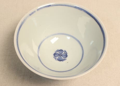江戸後期染付牡丹図広東型蓋茶碗