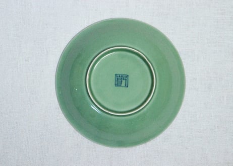 明治前期青磁色絵紅葉図5寸皿