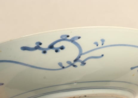 江戸中期染付流水に菊図尺皿