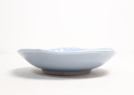 大正~昭和戦前瑠璃釉陽刻鳳凰と桐図五角小皿
