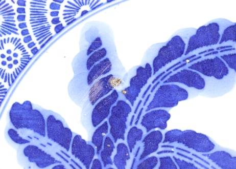 明治前期紙刷芭蕉と人物図７寸皿 フリモノ