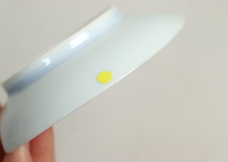 大正～昭和戦前深川製赤絵金彩南天図半月型小皿②ノミホツ