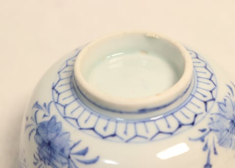 明治前期染付桜図飯茶碗①
