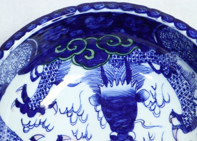 明治前期染付龍図8寸鉢 2客セット | 吉祥寺PukuPuku