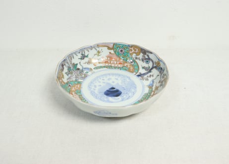 明治前期色絵鶴と松竹梅図通り物なます皿