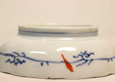 明治前期色絵流水に桔梗と宝図なます皿