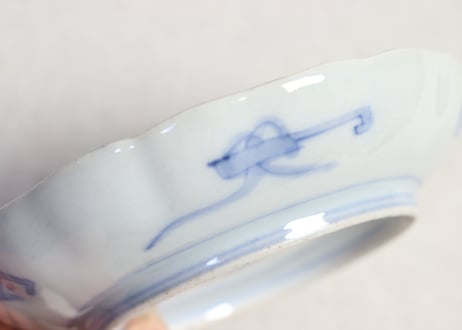 明治前期色絵三方に竹梅図通り物小皿